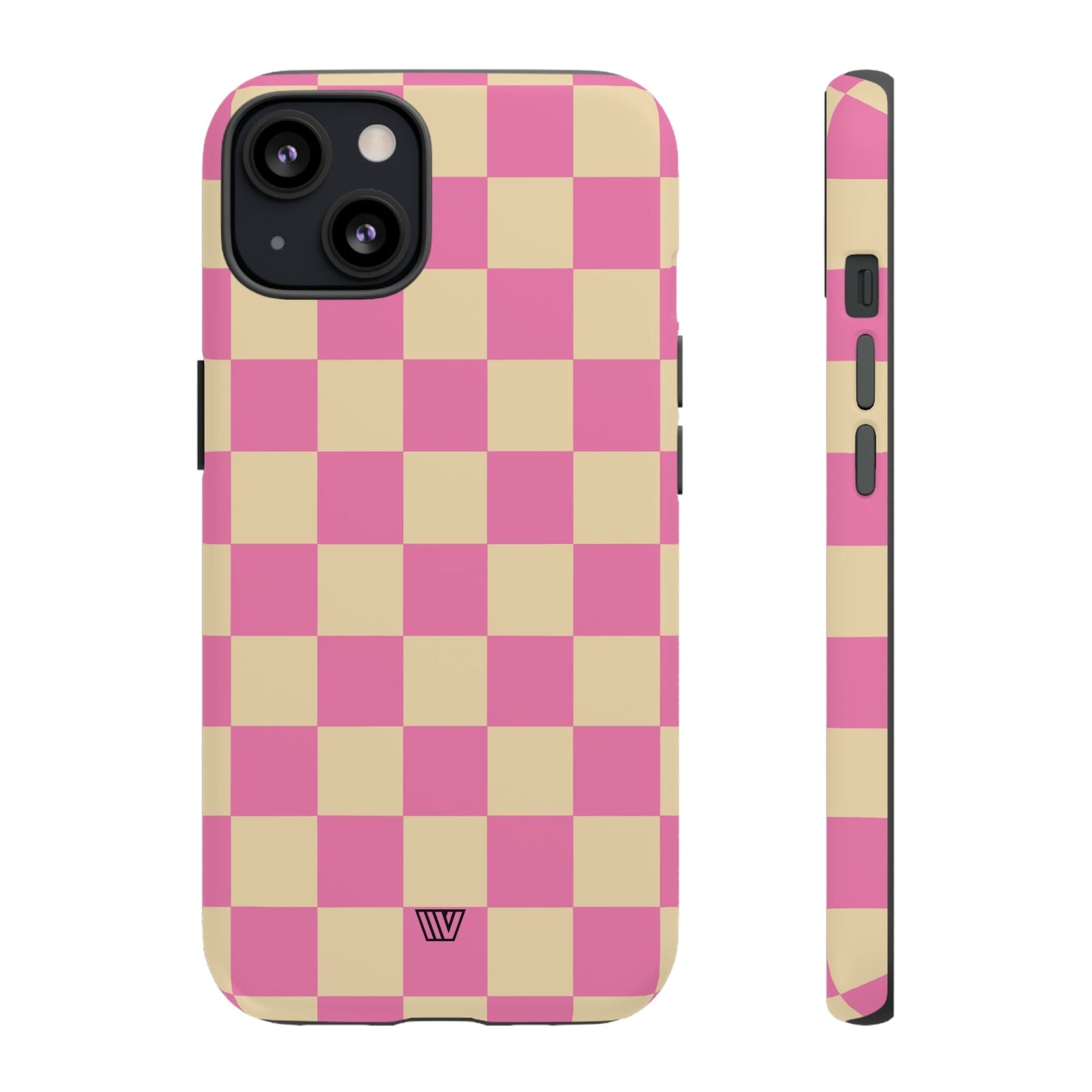 Pink Tan Checkerboard | Tough Phone Case, view 2048 — Soul Flow Apparel