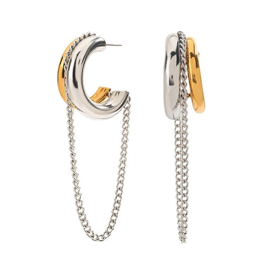 Blaine Two Tone Chain Hoop — Soul Flow Apparel