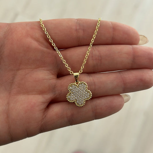 Adeline Clover Pave Pendant Necklace — Soul Flow Apparel