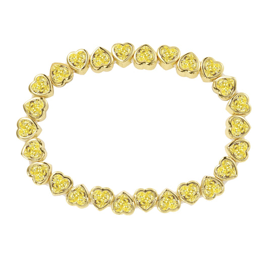 Stretchy Bezel Heart Bracelet Canary — Soul Flow Apparel