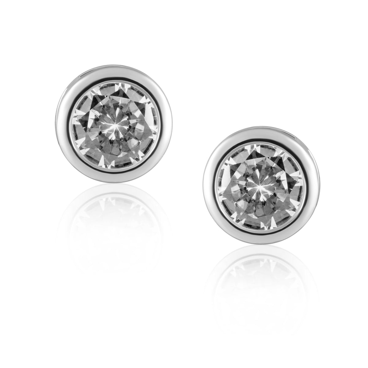 Alaina Bezel Studs in cz stud silver — Soul Flow Apparel