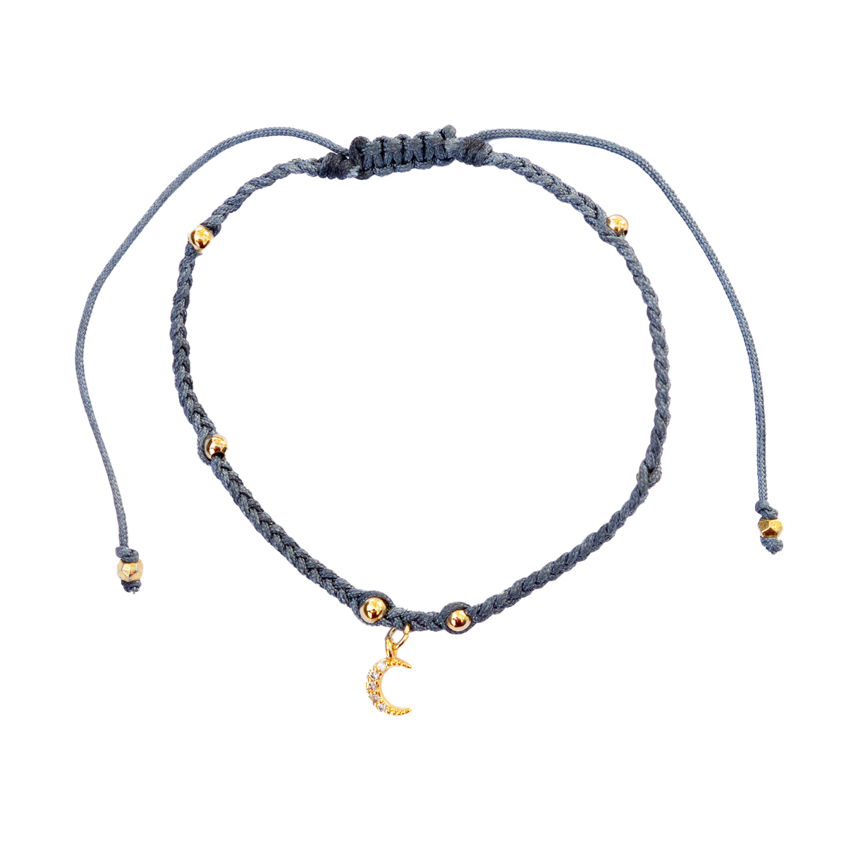 Midnight Moon Braided Charm Bracelet, view 1 — Soul Flow Apparel