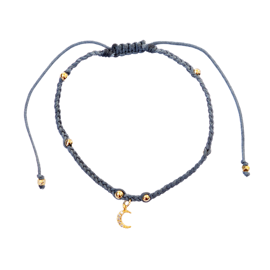 Midnight Moon Braided Charm Bracelet, view 1 — Soul Flow Apparel