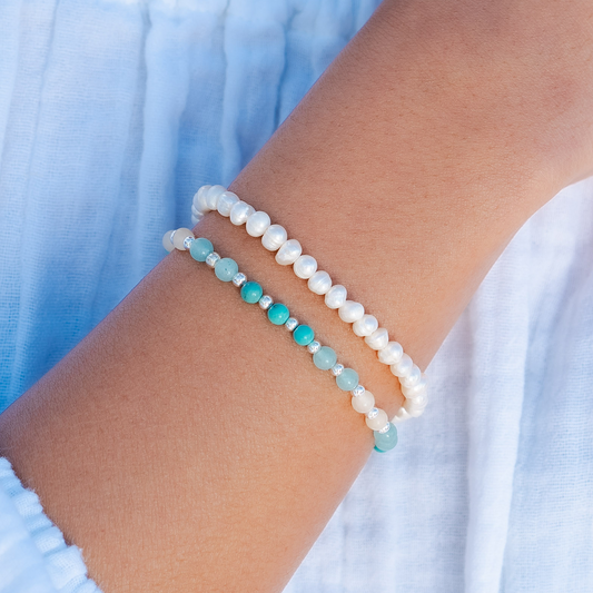 Anti-Anxiety, Healing, and Self Love Bracelet Stack in lh, view 2 — Soul Flow Apparel