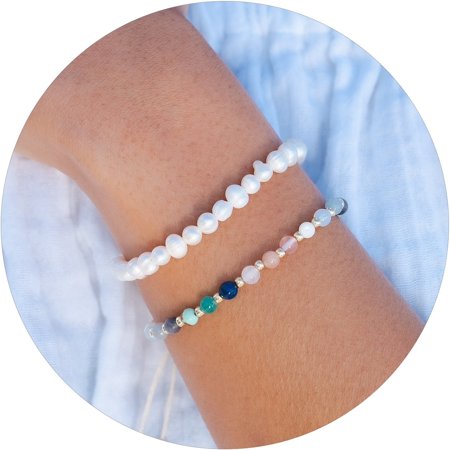 Spiritual Healing + Self Love Bracelet Stack in lh, view 1 — Soul Flow Apparel