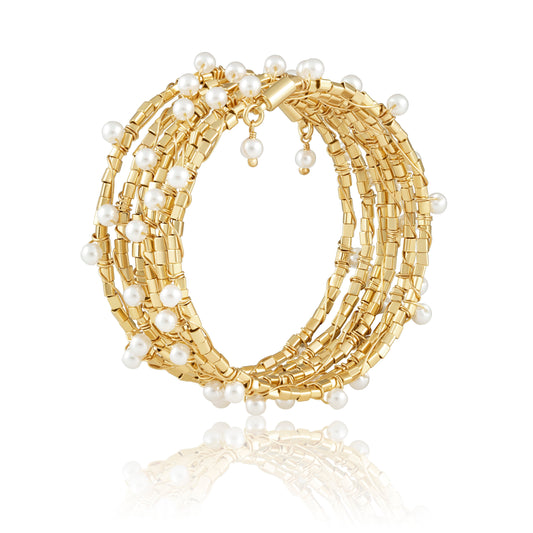 Blake Pearl Wrap Bracelet - 6 Rows — Soul Flow Apparel