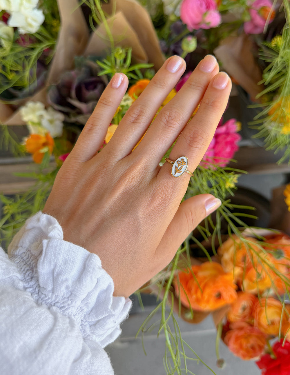 Bloom Again Enamel Ring – Christian Ring