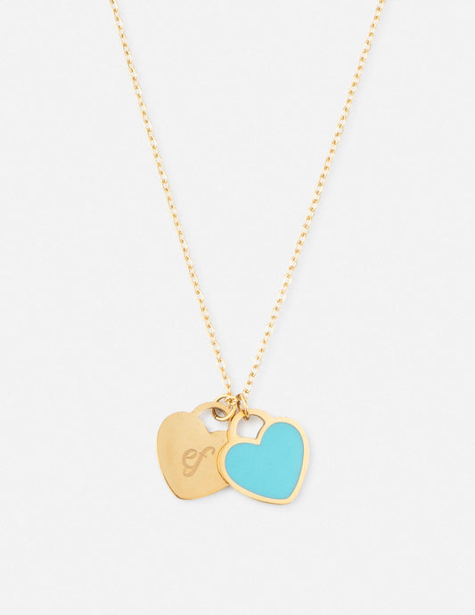 Blue Enamel Heart Logo Necklace – Christian Necklace