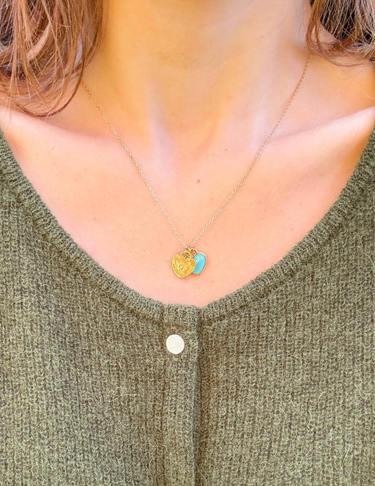 Blue Enamel Heart Logo Necklace – Christian Necklace