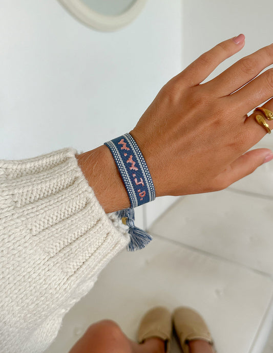 Blue WWJD Embroidered Bracelet – Christian Wristband