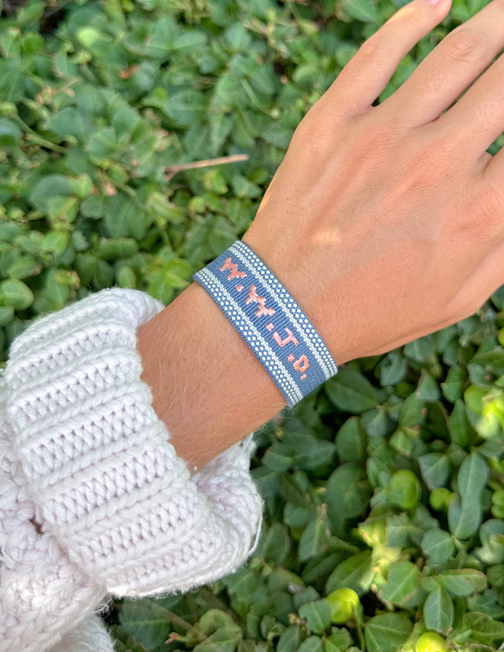 Blue WWJD Embroidered Bracelet – Christian Wristband