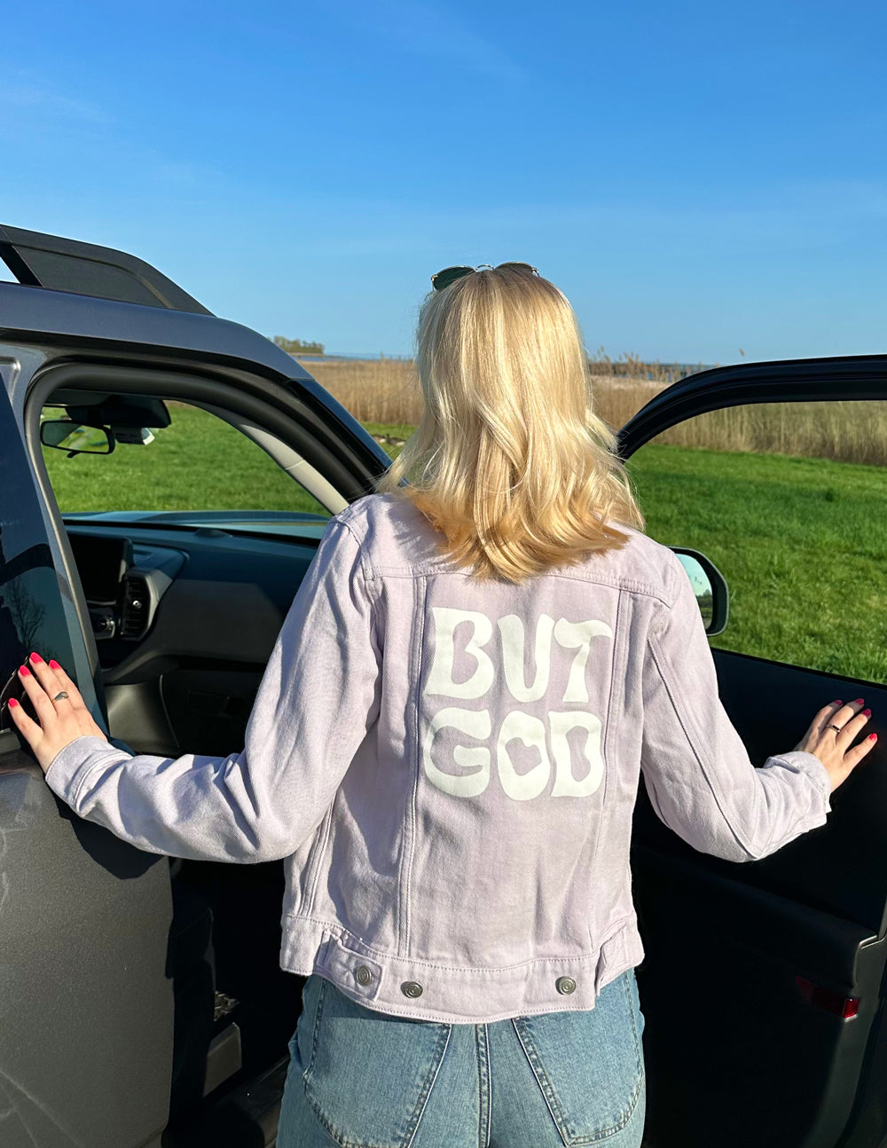 But God Cropped Denim Jacket – Christian Jacket