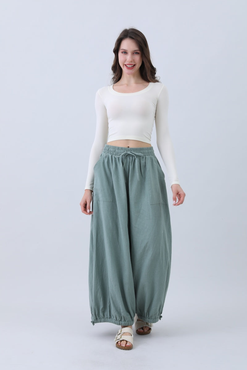 Women's Linen Pants – Relaxed Fit with Adjustable Cuffs Leto Collection