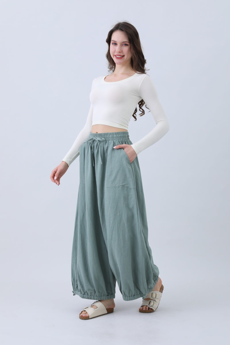 Women's Linen Pants – Relaxed Fit with Adjustable Cuffs Leto Collection