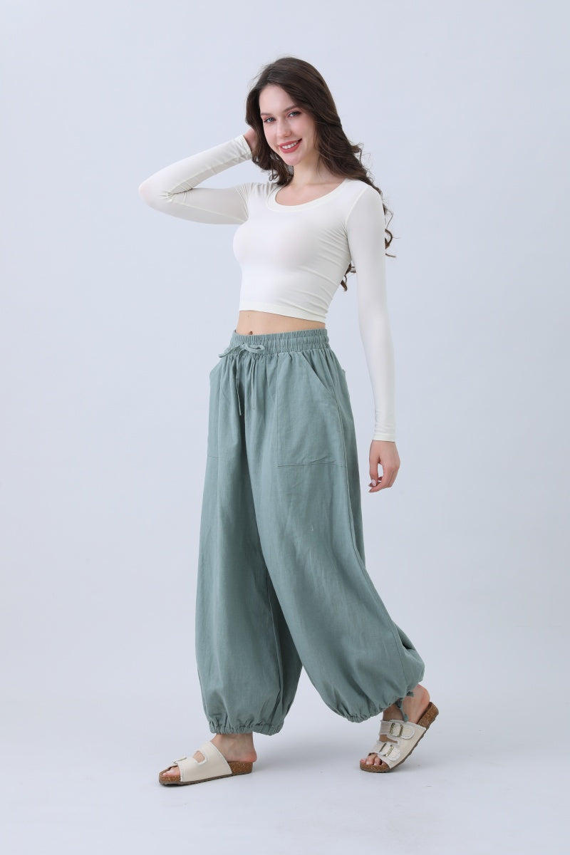 Women's Linen Pants – Relaxed Fit with Adjustable Cuffs Leto Collection