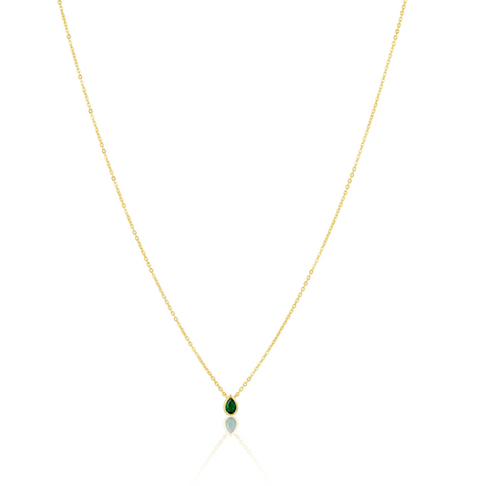 Ines Raindrop Necklace Emerald, view 15 — Soul Flow Apparel