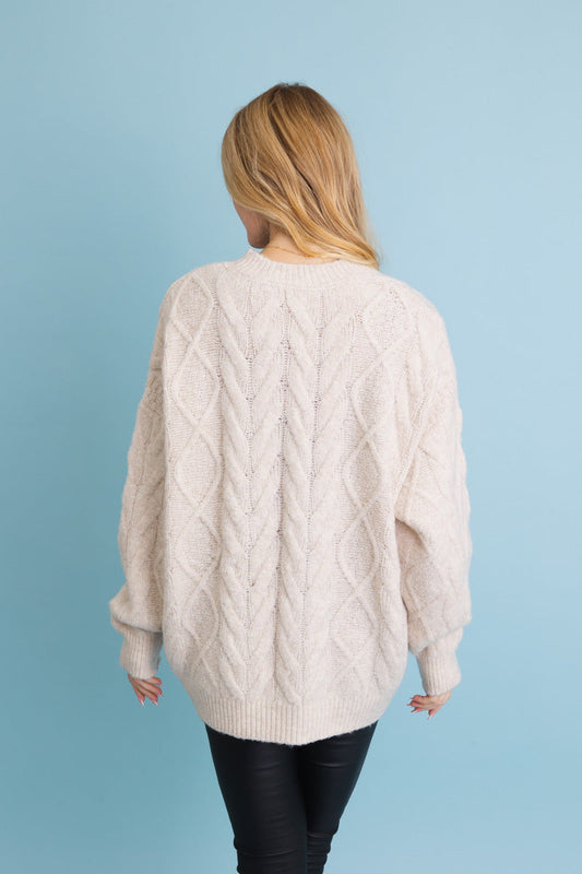 Classic Soft Cable Knit Pullover Sweater Leto Collection