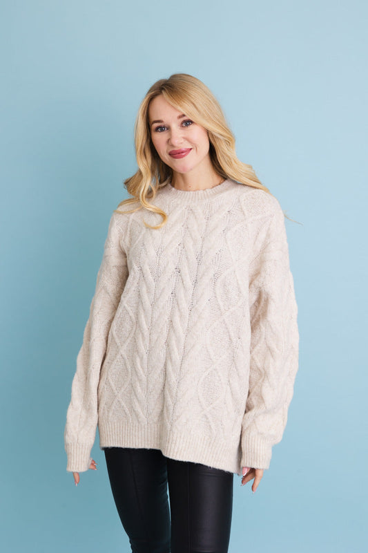 Classic Soft Cable Knit Pullover Sweater Leto Collection