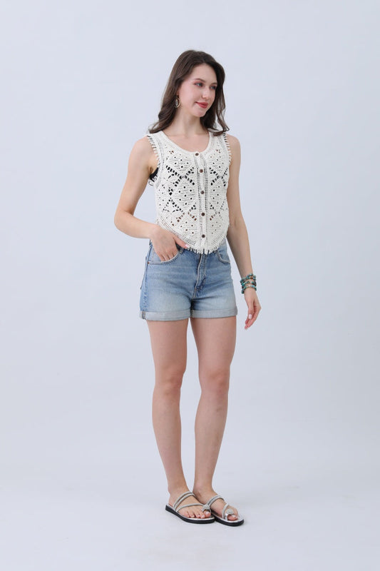 Boho Crochet Vest – Cotton Lace Summer Essential🌞✨ Leto Collection