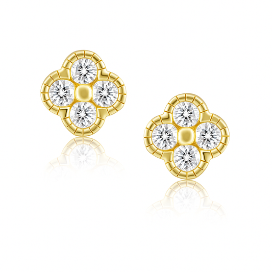 Gracie Cz Clover Studs in 14am, view 49 — Soul Flow Apparel