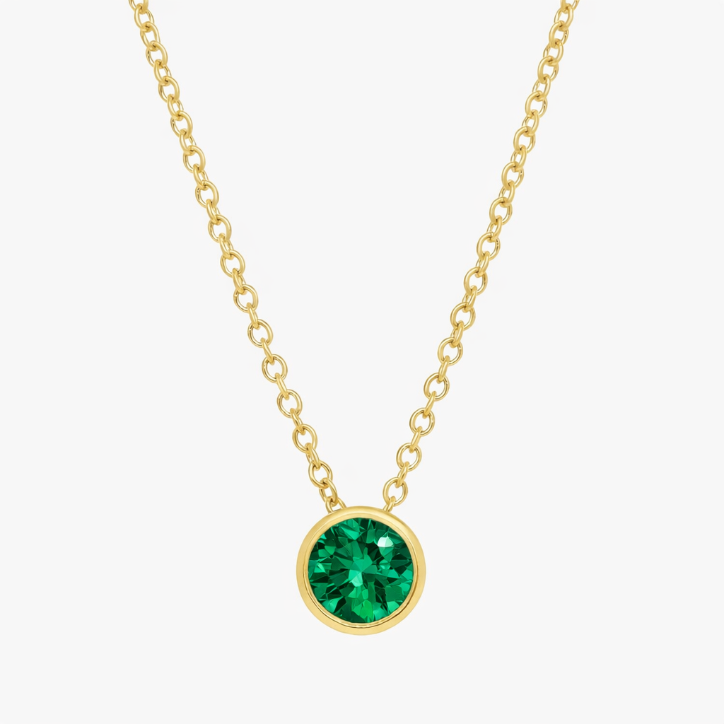 Christie Emerald Bezel Necklace in 41pm, view 24 — Soul Flow Apparel