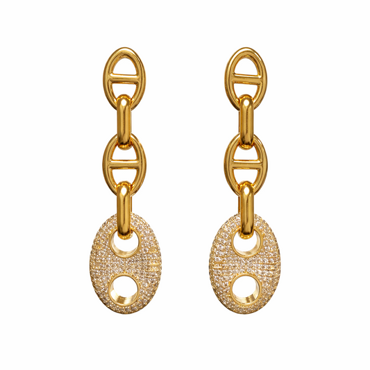 Roxanne Pave Drop Earring in 50am, view 53 — Soul Flow Apparel