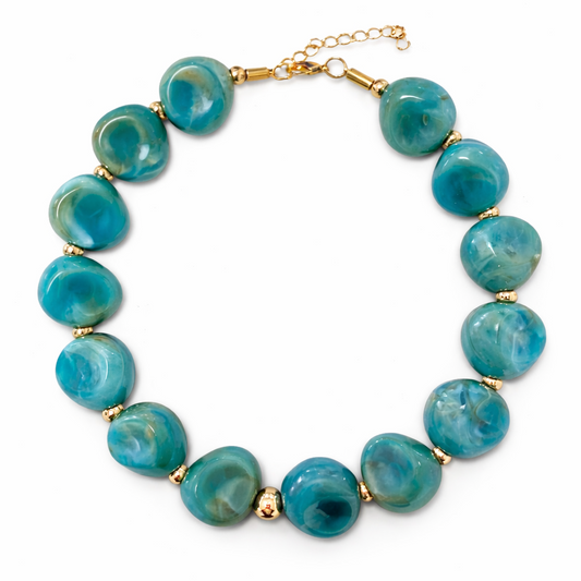 Bahama Blue Beaded Necklace in 05pm, view 15 — Soul Flow Apparel