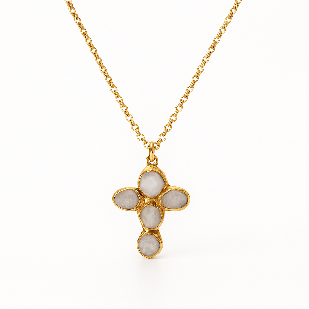 Bryson Quartz Statement Cross Necklace in 09pm, view 47 — Soul Flow Apparel