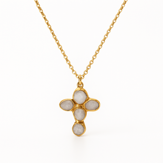 Bryson Quartz Statement Cross Necklace in 09pm, view 47 — Soul Flow Apparel