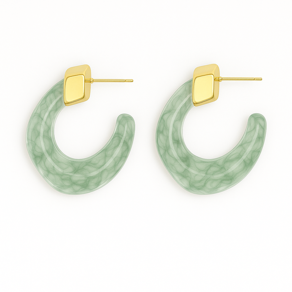 Kaia Hoops - Green in 53pm, view 22 — Soul Flow Apparel