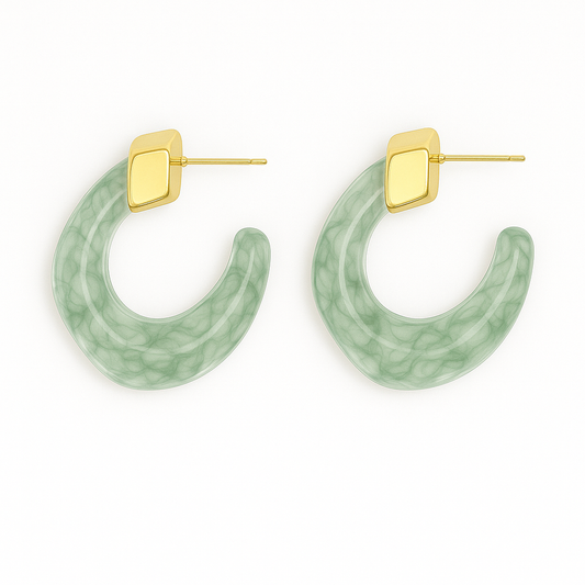 Kaia Hoops - Green in 53pm, view 22 — Soul Flow Apparel