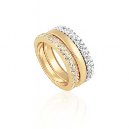 The Serene Two Tone Ring Stack in 07pm, view 0 — Soul Flow Apparel