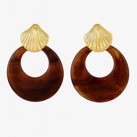 Kenle Shell Earring-Brown in 05pm, view 39 — Soul Flow Apparel