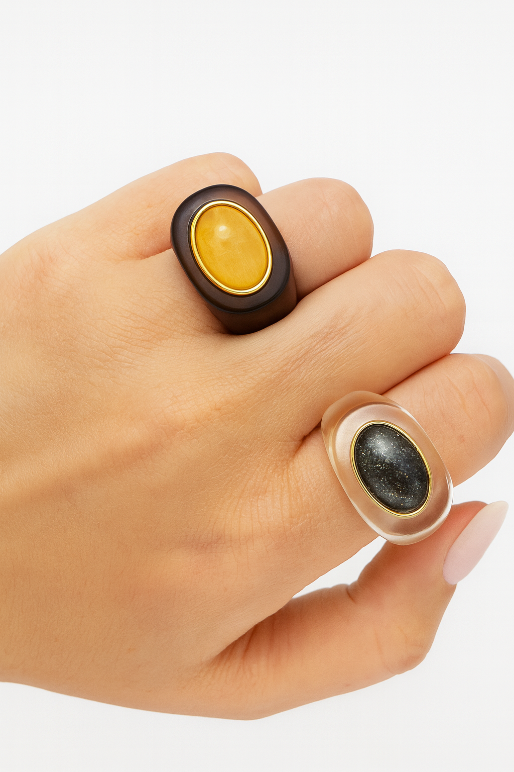 Katy Acrylic Ring - Brown in 51pm, view 44 — Soul Flow Apparel
