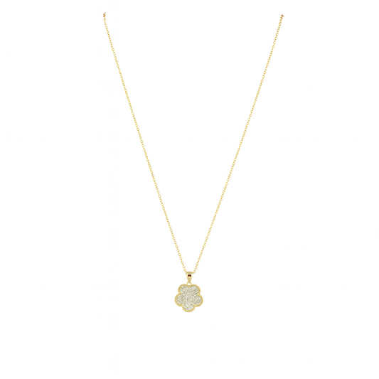 Adeline Clover Pave Pendant Necklace in 57am, view 55 — Soul Flow Apparel