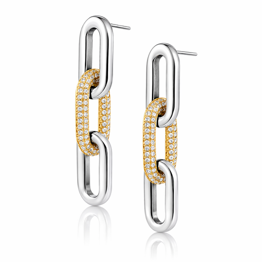 Jenna Pave Earrings - Two Tone in mar pm, view 58 — Soul Flow Apparel