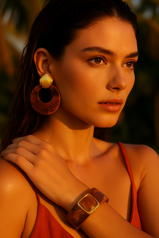 Kenle Shell Earring-Brown in nov pm, view 0 — Soul Flow Apparel