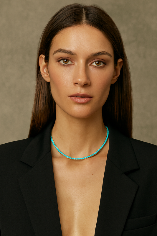Karla Tennis Necklace - Turquoise in oct am, view 28 — Soul Flow Apparel