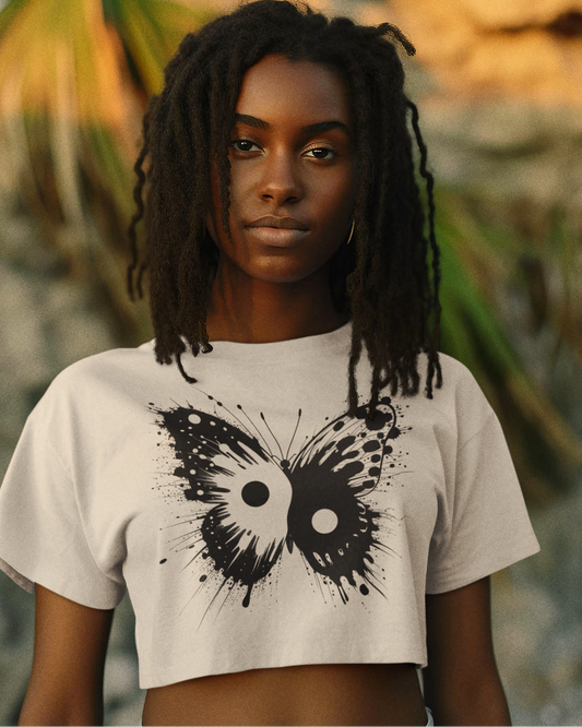 Ying and Yang Butterfly crop top