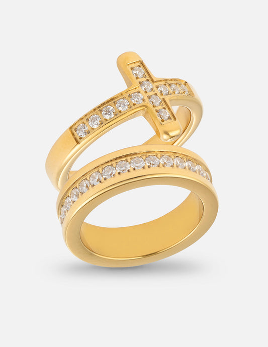 Cross Eternity Gem Ring Set – Christian Ring