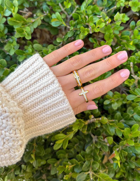 Cross Eternity Gem Ring Set – Christian Ring