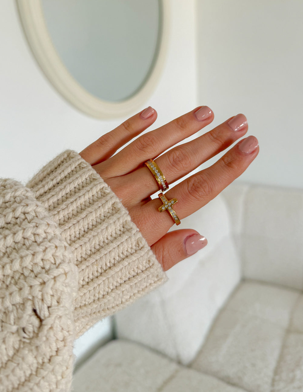 Cross Eternity Gem Ring Set – Christian Ring
