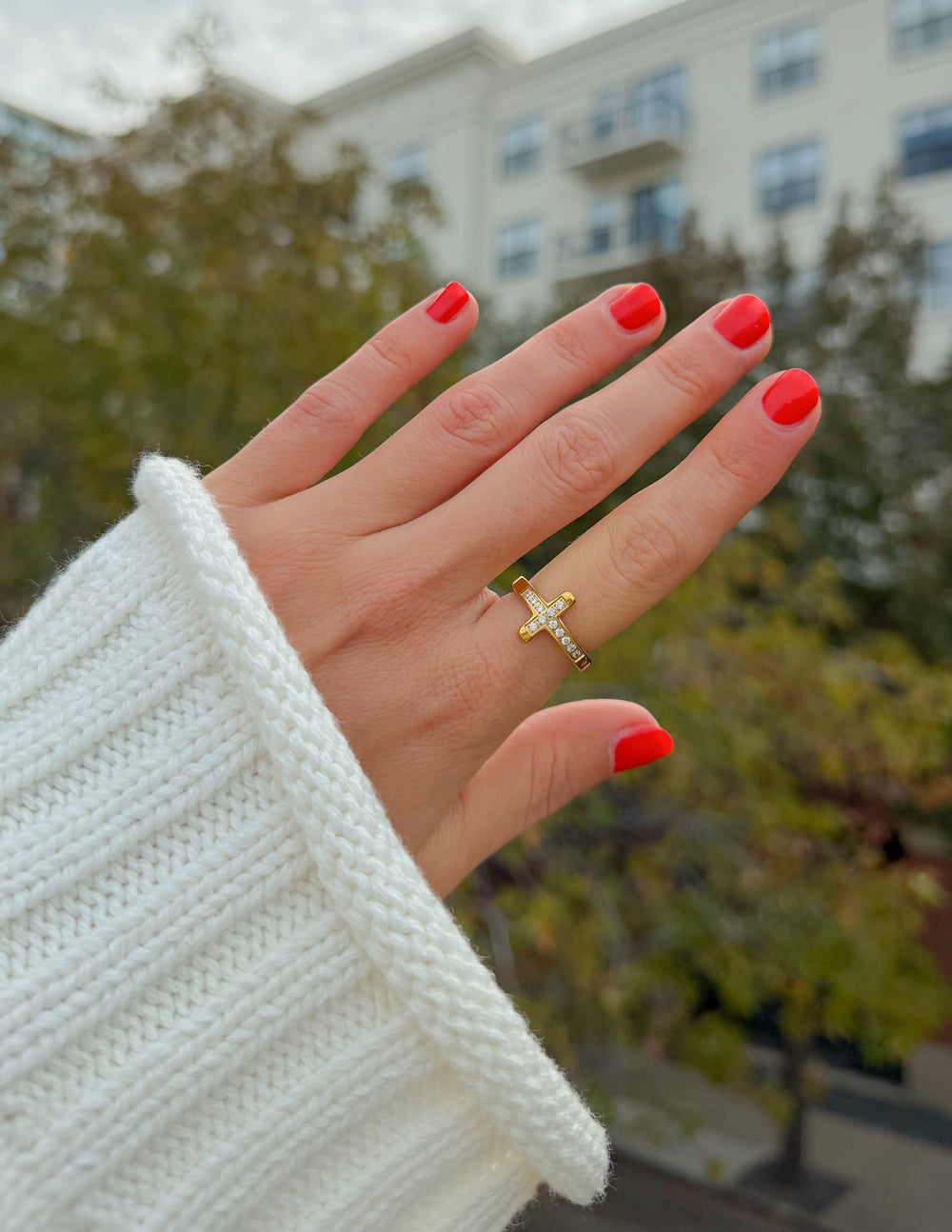 Cross Eternity Gem Ring Set – Christian Ring