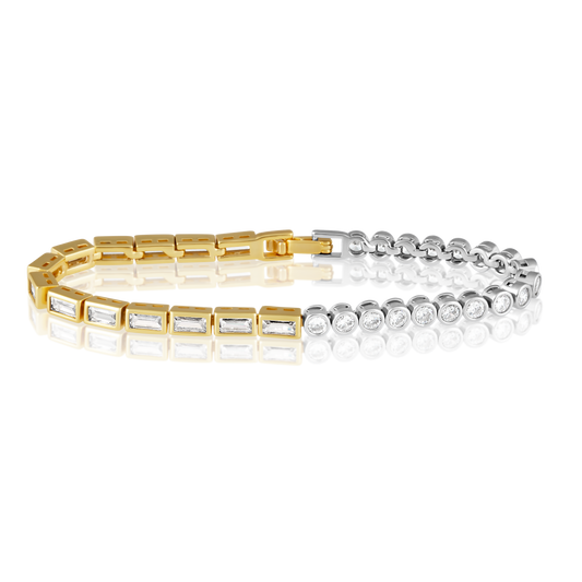 Adrian Two-Tone Bezel Tennis Bracelet — Soul Flow Apparel