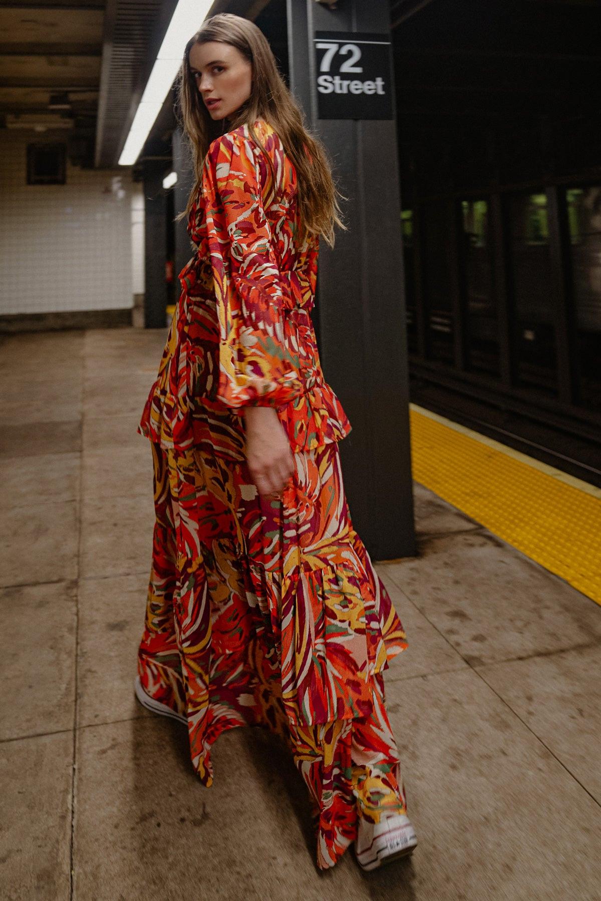 Wonderful Soul Woven Maxi Dress with V Neck Elastic Waist and Long Sleeves — Soul Flow Apparel