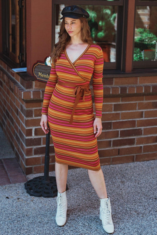 Flirtatious Nature Sweater Midi Dress with Surplice Neckline — Soul Flow Apparel