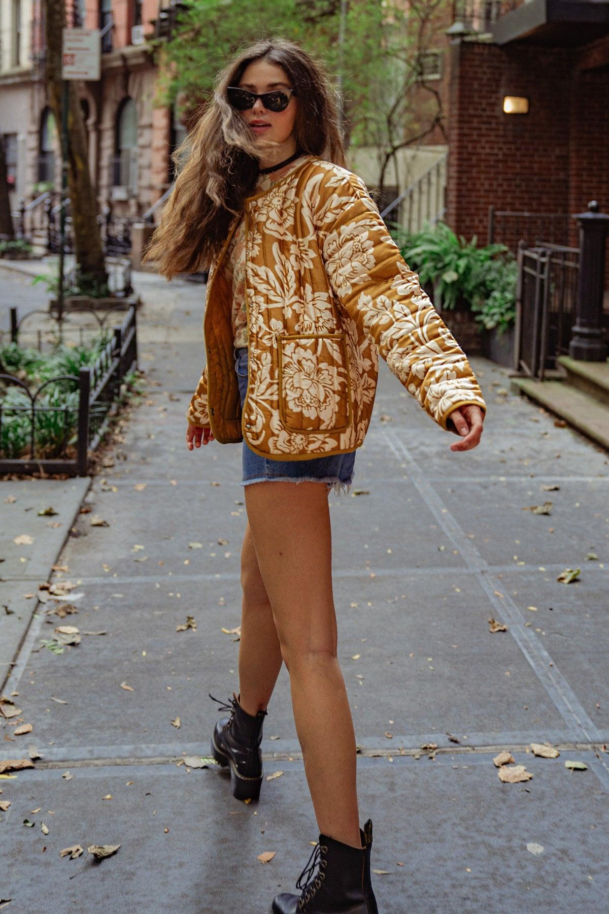 Totally Convinced Woven Puff Jacket Lightweight Printed with Pockets — Soul Flow Apparel