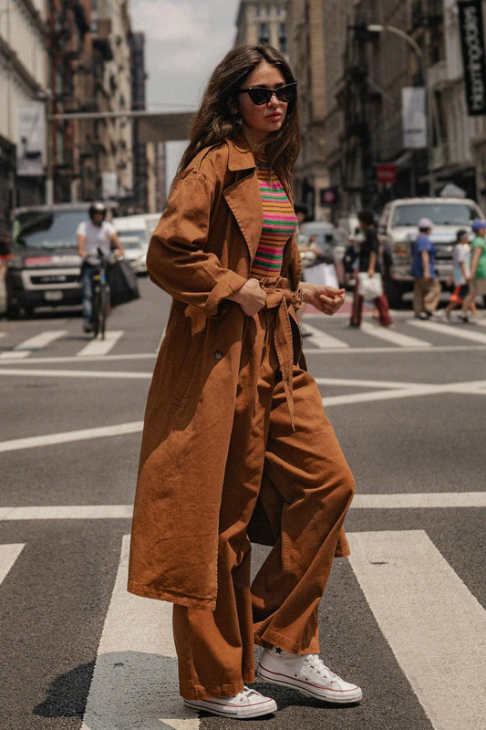 Keeper of My Heart Cotton Twill Trench Coat with Self Tie Waist — Soul Flow Apparel