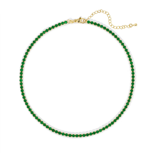 Chloe Tennis Choker - Emerald, view 1 — Soul Flow Apparel