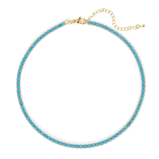 Chloe Tennis Choker - Turquoise, view 4747 — Soul Flow Apparel